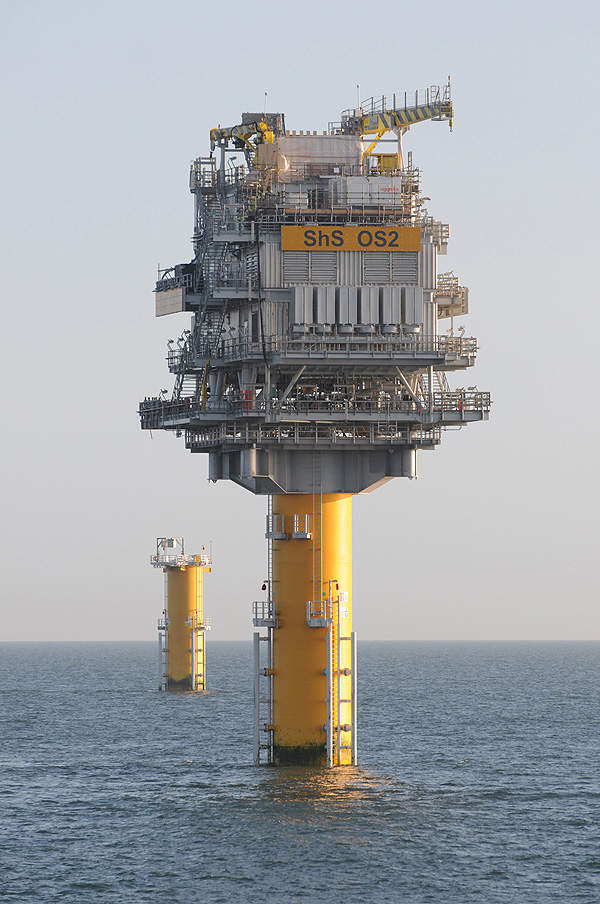 One of the two offshore substations placed on the foundation. Image courtesy of Scira Offshore Energy.