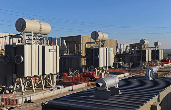 An onshore substation was built at Cleve Hill near Graveney to feed the power generated by the wind farm to the national grid. Image courtesy of London Array Limited.