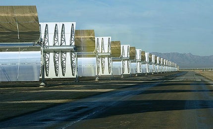 The 250MW Genesis Solar Energy Center comprises 1,840 parabolic trough solar collector assemblies.